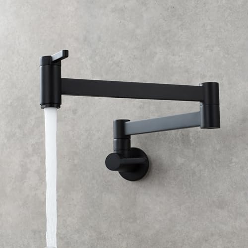 Wandmontierte Küchenspüle kaltes Wasser falten Messing Schwenk 2 Griffe Gold Gold LWX von YCVAWEOD