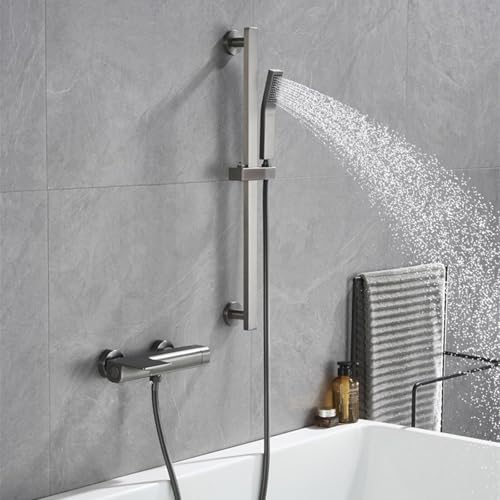 Wandmontiertes Bad Tap Black Bad Mixer Haken Wasserfall mit Handheld Duschkopf Badezimmer Badewanne (schwarz) LWX von YCVAWEOD