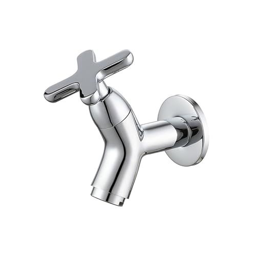 Wandmontiertes Becken kaltes Wasserhahn MOP Pool Tap Wabe Ausstrahlskreuz ein Eingriff für Waschbecken G1/2 Grau geeignet LWX von YCVAWEOD