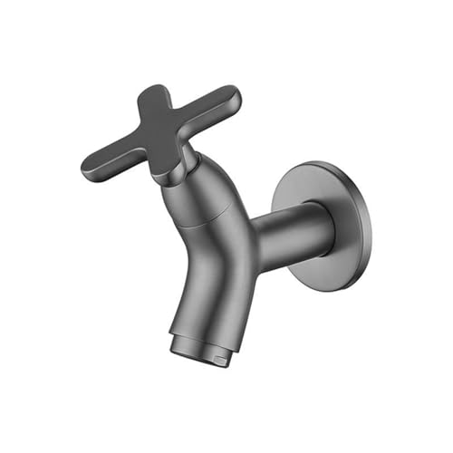 Wandmontiertes Becken kaltes Wasserhahn MOP Pool Tap Wabe Ausstrahlskreuz ein Eingriff für Waschbecken G1/2 Grau geeignet LWX von YCVAWEOD