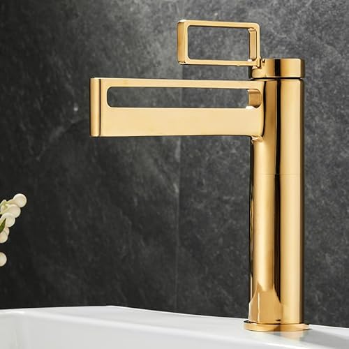 Waschbecken Heißer und kaltes Wasserhahn, Badezimmerschrank, Wasserhahn mit heißem und kaltem Becken, hohl (silbert niedrig) LWX von YCVAWEOD