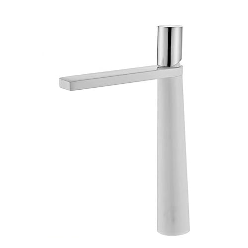 Waschbecken Taps für Badezimmer, Badmixer-Hahn, Badezimmerhahnmixer Dusche, Waschbeckenhähne, alles Kupfer-Eingriff Keramik-Ventil-Kern Heiße und kalte Mischung, Weiß+Chromhohe LWX Waschbecken Taps für Badezimmer, Badmixer-Hahn, Badezimmerhahnmixer Dusche, Waschbeckenhähne, alles Kupfer-Eingriff Keramik-Ventil-Kern Heiße und kalte Mischung, Weiß+Chromhohe LWX von YCVAWEOD