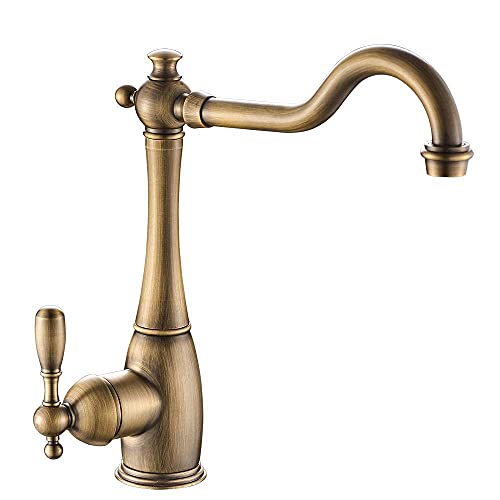 Waschbeckenmixer -Hahn, Wasserhahn, Küchenarmatur antiker Bronze/Chrom/Gold -Wasserhahn für Küchenmixer Tap Crane Heiße und kalte Küche Spüle Tap/Antiquitäten Bronze LWX von YCVAWEOD