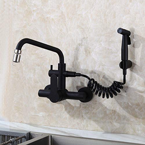 Wasser Wasserhahn TAP 360 ° Drehwirblicher Ein Hebel Waschbecken Taps Küchenarmatur Heißer Kaltwaschmischer Tap Waschibasinwand mit Sprühgichtdoor -Wasserhahn Mop Pool Wäscherei Pool Tap/6/a LWX von YCVAWEOD