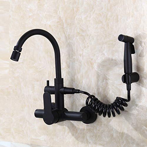 Wasser Wasserhahn TAP 360 ° Drehwirblicher Ein Hebel Waschbecken Taps Küchenarmatur Heißer Kaltwaschmischer Tap Waschibasinwand mit Sprühgichtdoor -Wasserhahn Mop Pool Wäscherei Pool Tap/6/a LWX von YCVAWEOD