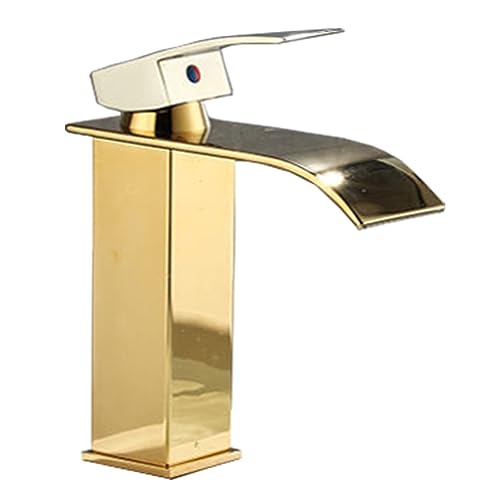 Wasserfall -Beckenmischer -Klotz flacher Düse Heiße und kalte Badezimmer -Hadermischer Wasserfall Einer Loch Basin Hackmixer D (schwarz) (Rose D) LWX von YCVAWEOD