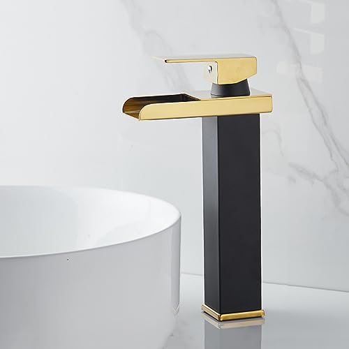 Wasserfall Tap Badezimmer Heiße und kalte Eingriff HABE TAPS für die Einrichtung eines Einsatzes von Arbeitsplätzen mit Einfachloch (hoch) (hoch) LWX von YCVAWEOD