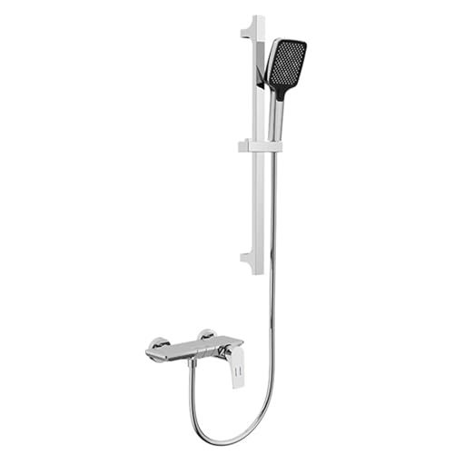 Wasserfall Wandmontaged Bad Duschmischer Tap Badezimmer Badewanne Tap Chrom Badmixer Zapfteilt Wasserfall mit Handschubstkopf (Chrom) LWX von YCVAWEOD