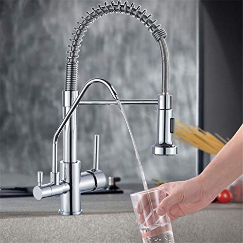 Wasserfilter Küche Feder Wasserhahn Trinkwasser Küche Wasserhahn 360 Rotation 3 Wege Filterküche Klopfen Reine Wasserhähne Dual Griff Deck montiert Chrom LWX von YCVAWEOD