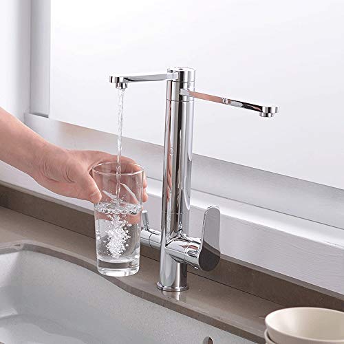 Wasserhähne, 3-Wege-Küchenhahn für Wasserfilter 360 & Grad Rotatable Küchenspülbeckenmischer-Haken Dual Hebel Wasserhahn 3 in 1 Messing, 3-Wege-Wasserfilterhahn, Wasserhahn/Schwarz/a LWX von YCVAWEOD