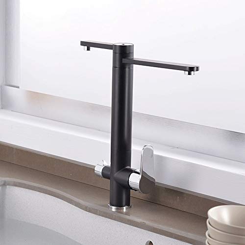Wasserhähne 3-Wege-Küchenhahn für Wasserfilter 360 Grad Rotatierbarer Spülbeckenmischer mit zwei Hebel Wasserhahn 3 in 1 Messing 3-Wege-Wasserfilter-Wasserhahn/Schwarz/a LWX Wasserhähne 3-Wege-Küchenhahn für Wasserfilter 360 Grad Rotatierbarer Spülbeckenmischer mit zwei Hebel Wasserhahn 3 in 1 Messing 3-Wege-Wasserfilter-Wasserhahn/Schwarz/a LWX von YCVAWEOD