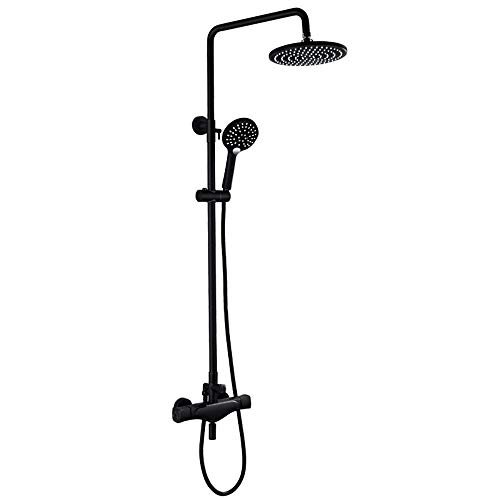 Wasserhähne Duschsystem mit heißem und kaltem Wasser Badezimmer Duschkombination Multifunktionsdusche Wasserhahn mit Regenduschkopf, Handheld, Badewanne Wasserhahn, Chrom (Farbe: mattschwarz) LWX von YCVAWEOD