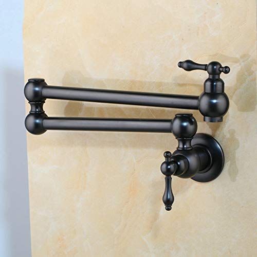 Wasserhähne Nickelbürste Drehte Badewaschbecken Mixer Tap Messing Küchenspüle Schwenkmontagent Topf Füllhahn/Schwarz I/A LWX Wasserhähne Nickelbürste Drehte Badewaschbecken Mixer Tap Messing Küchenspüle Schwenkmontagent Topf Füllhahn/Schwarz I/A LWX von YCVAWEOD