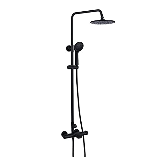 YCVAWEOD Wasserhähne thermostatischer Regenduschsystem, wandmontierte Hochdruck-Duscharmatur mit ABS-Regen-Duschkopf und Bauch LWX von YCVAWEOD