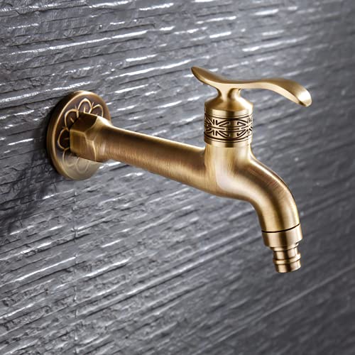Wasserhahn Antiquitäten geschnitztes Bibcock Messing Retro Wandmontage Einer kalter Klotz Waschbecken Waschmaschine Mop Wasserhahn dekorativen Garten im Freien im Außenbereich Hochleistungsstern des Wasserhahn Antiquitäten geschnitztes Bibcock Messing Retro Wandmontage Einer kalter Klotz Waschbecken Waschmaschine Mop Wasserhahn dekorativen Garten im Freien im Außenbereich Hochleistungsstern des von YCVAWEOD