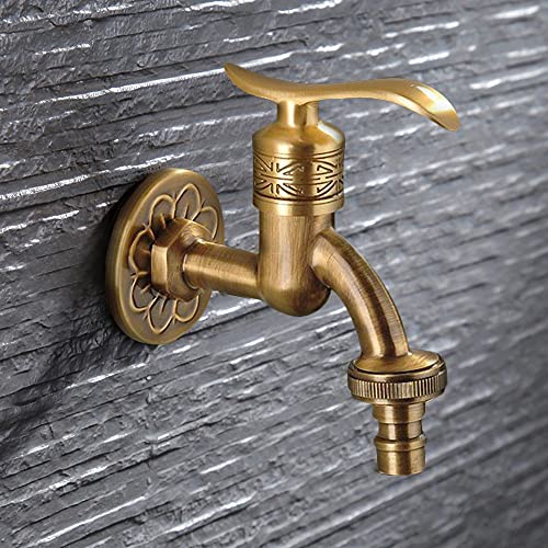 Wasserhahn Antiquitäten geschnitztes Bibcock Messing Retro Wandmontage Einer kalter Klotz Waschbecken Waschmaschine Mop Wasserhahn dekorativen Garten im Freien im Außenbereich Hochleistungsstern des Wasserhahn Antiquitäten geschnitztes Bibcock Messing Retro Wandmontage Einer kalter Klotz Waschbecken Waschmaschine Mop Wasserhahn dekorativen Garten im Freien im Außenbereich Hochleistungsstern des von YCVAWEOD