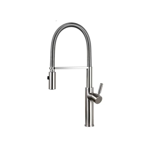 YCVAWEOD Wasserhahn polnischer Chrom Silber Pull Down Mixer Waschbecken Nickel gebürstete Decks Mount Matt Schwarze Schecke heiß und kaltes Wasser, Küchenspüle Wasserhahn LWX von YCVAWEOD