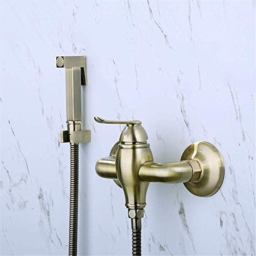 Wasserhahnbad Duschsysteme Antique Bronzehand gehaltenes Bidet Sprühgerät, heißer und kalter Mixer Vae Wasserhahn, Toilettendouche -Kit Dusche Solid Messing, ein Set LWX von YCVAWEOD
