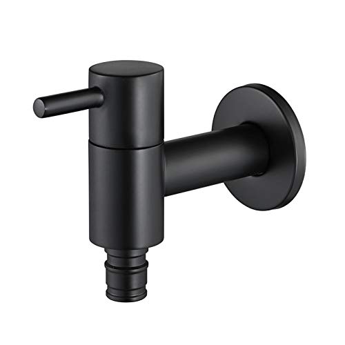 Wasserkader Dusche Set Mop Pool Wasserhahnwand montiert Einmals kaltes Wasser Mop Waschbecken Wasserhahn Schwarz Waschläen Wasserhahn ein Griff runder Badezimmer Garten Wasserhahn LWX von YCVAWEOD