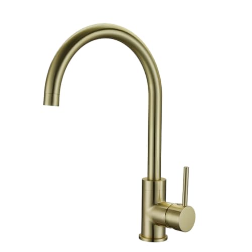 Weiße eingriff Küchenarmaturbrücke Heiße und kalte Wassermischer Keramik Patrone Poliertes Gold Finish Modernes Design für einfache Installation LWX von YCVAWEOD