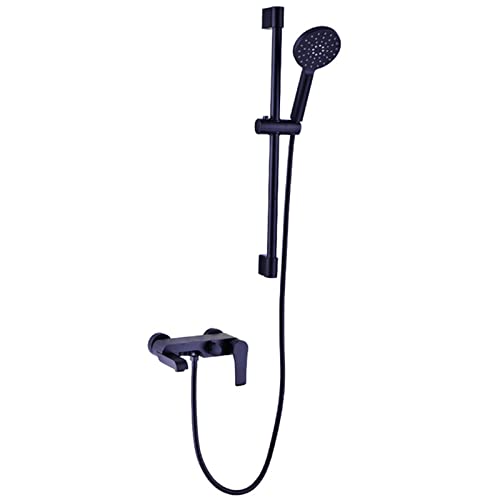YCVAWEOD Badewanne Wasserhahn, 62 Messingaufbewahrungsauschauhehahn, Badezimmer-Wandmontierter heißer und kalter Wassermixer, Hidden Spout Mixing Ventil, ABS-DREI-Funktion-Handdusche, Schwarz LWX von YCVAWEOD
