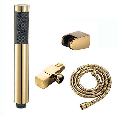 YCVAWEOD Duschkopf Handheld Duschkopf Set Titanium golden Al Handheld Duschkopf Set Messing Hochdruck Handheld Duschsprühgerät mit 1,5 m Edelstahl Duschschlauch, Messingwinkelventil Dusche LWX von YCVAWEOD