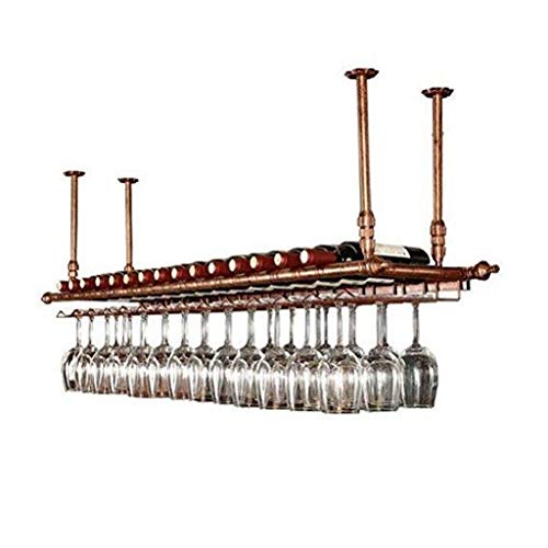 YCVAWEOD European Creative Hanging Wine Glass Rack Weinglas Kleiderbügel Weinglas auf den Kopf stammwaren Rack Bar Hängende Glasregal/Schwarz/180 x 30 cm LWX von YCVAWEOD