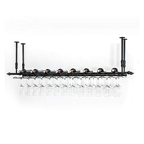 YCVAWEOD European Creative Hanging Wine Glass Rack Weinglas Kleiderbügel Weinglas auf den Kopf stammwaren Rack Bar Hängende Glasregal/Schwarz/180 x 30 cm LWX von YCVAWEOD