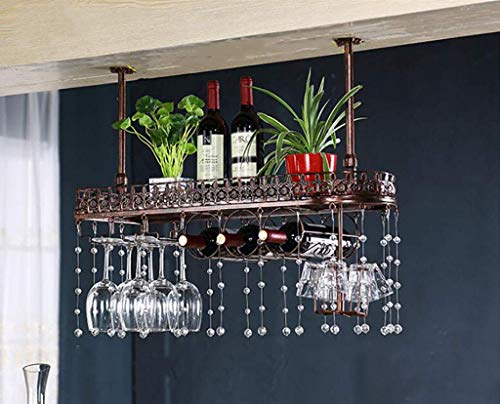 YCVAWEOD Glasweinglas Rahmen Hänge rotweinhaltiger Stielregale, Deckenmontage Hängende Weinflaschenhalter Metallgechs Weinglas Weinständer/C/L100*W25CM LWX von YCVAWEOD