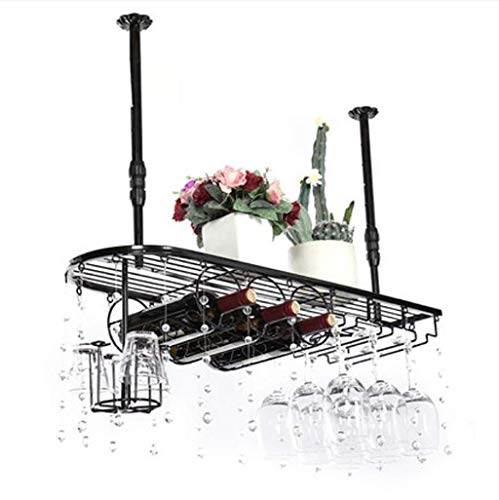YCVAWEOD Glasweinglas Rahmen Rotwein Stemware Racks, Deckenmontage Hängende Weinflaschenhalter Metallgussränder Weinregale/A/L80*W25cm LWX von YCVAWEOD