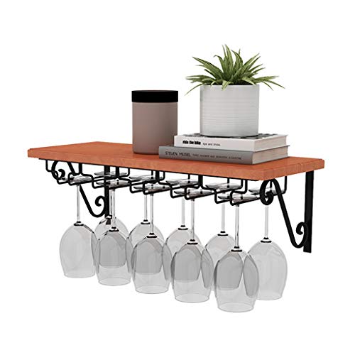 YCVAWEOD Haushaltsrotweinbecherhalter in der Wand montierte Dekoration Massives Holzweinregal Regal Kreativer Aufbewahrung Weinglashalter (Größe: 60 * 25 cm), um Glück zu verfolgen LWX von YCVAWEOD