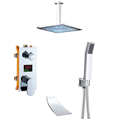 YCVAWEOD Modernes Chrom -Niederschlags -Duschsystem mit verdeckter Badewanne Mischmischungsmischungsmontage 10 -Zoll -Duschset 10 -Zoll LWX von YCVAWEOD
