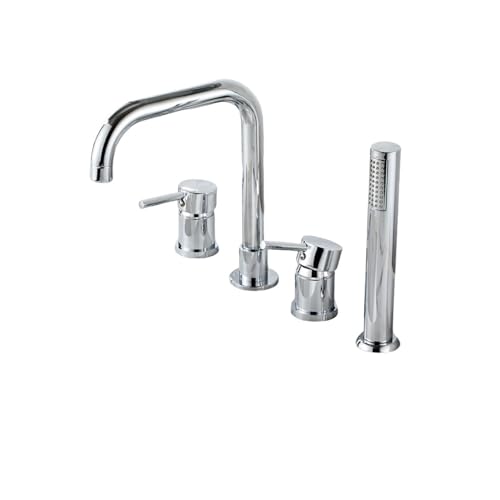 YCVAWEOD Wand montierte Duscharmaturen-Set, 3 Lochbad Duschmischer Tap Chrom 360 Grad Schwenkverkleidung EIN Griff Wasserhahn Badezimmermixer mit Duschb-B LWX von YCVAWEOD