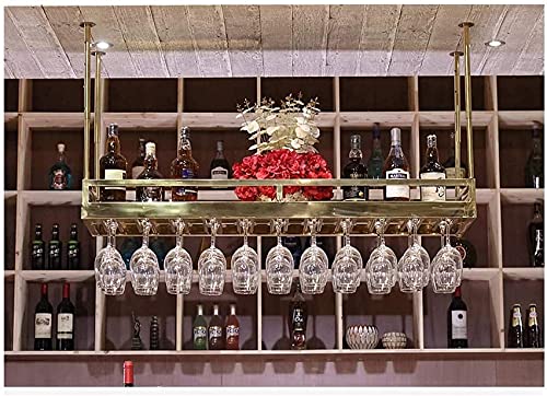 YCVAWEOD Weinflasche Display Ständer Weinregal 304 Edelstahl Decken Deckenwein Rack Bar Display Stand Nordic Vintage Haushalt Rotweinbecher Dekoration Weinregal Rack Restaurant Goblet Rack ADJ LWX von YCVAWEOD