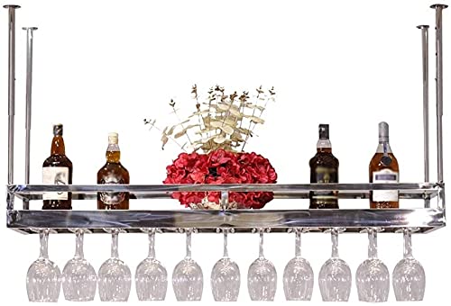 YCVAWEOD Weinflasche Display Ständer Weinregal 304 Edelstahl Decken Deckenwein Rack Bar Display Stand Nordic Vintage Haushalt Rotweinbecher Dekoration Weinregal Rack Restaurant Goblet Rack ADJ LWX von YCVAWEOD