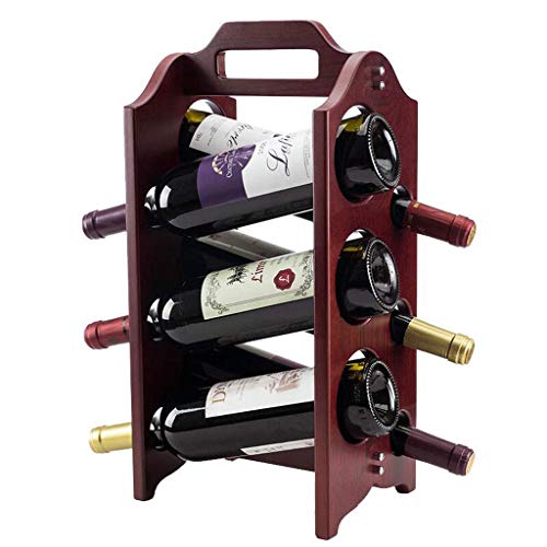YCVAWEOD Weinregal 6 Flaschen mit massivem Holzflaschenflaschen -Regal Ausstellung Dekoration kreativer Küchenbar Wohnzimmer 24 * 24 * 44 cm Rotweinregal warm wie Immer LWX von YCVAWEOD