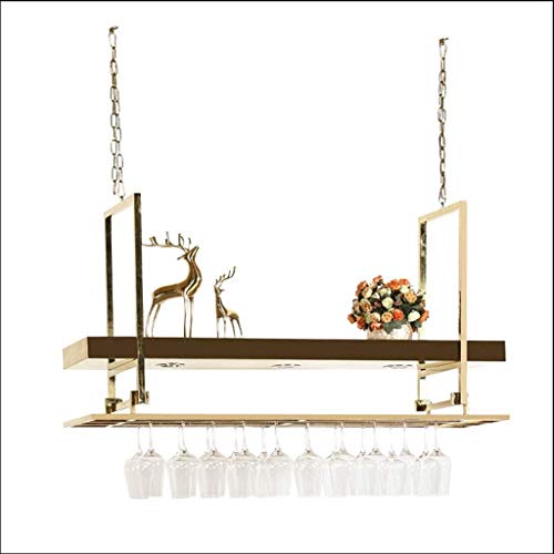 YCVAWEOD Weinregal Home Red Holder Restaurant Bar Weinglas Rack/Deckenmontage Hanging Weinflaschenhalter Metall Eisenglashalter Hocher Tassenhalter/Verstellbare Höhe Weinglasregal, 120 * 35 cm LWX von YCVAWEOD