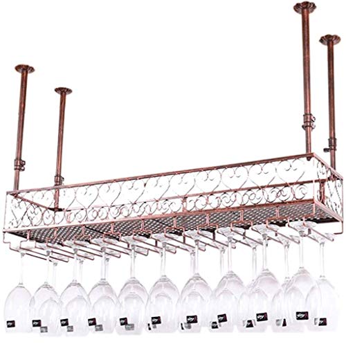 YCVAWEOD Weinregal Home Red Holder Restaurant Bar Weinglas Rack/Deckenmontage Hanging Weinflaschenhalter Metall Eisenglashalter Hocher Tassenhalter/Verstellbares Weinglasregal, 180 * 25 cm LWX von YCVAWEOD