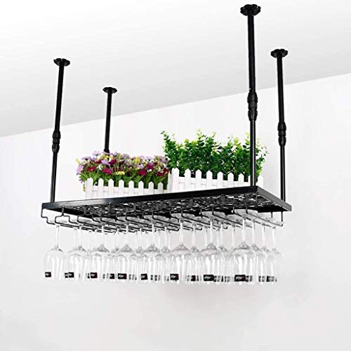 YCVAWEOD Weinregal Loft Industrial Wind Retro Hanging Weinglasregal Europäischer Stil Rotweinflasche Hanging Cup lagende Rack (L80*W35 cm) Hoffnungstliche Vision Beauty/Blue/L100*W35CM von YCVAWEOD