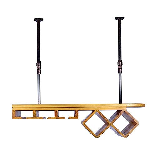 YCVAWEOD Weinregale, europäische Eisenbar dekorierte Rotweinflasche Rack Haushalt Weinglas Rack Wohnzimmer Hanges Massivguss Rack Verstellbarer Hangstange/100 cm LWX von YCVAWEOD