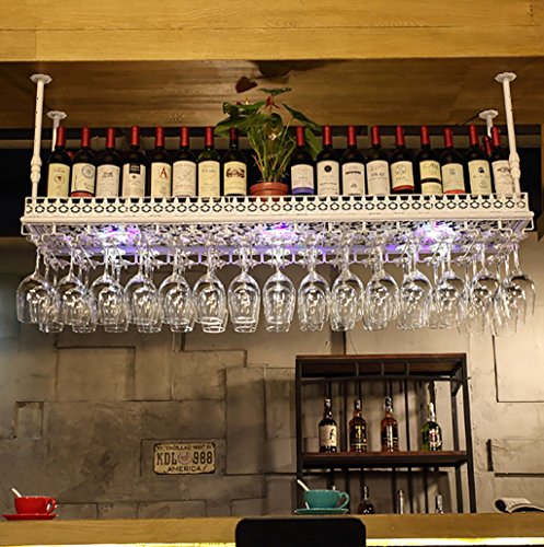 YCVAWEOD Weinregalglas Weinglas Rahmen hängende Rotwein -Stielregale, Deckenmontage Hängende Weinflaschenhalter Metall Goblet Weinglas Rack Schwarz, Weinregale LWX von YCVAWEOD