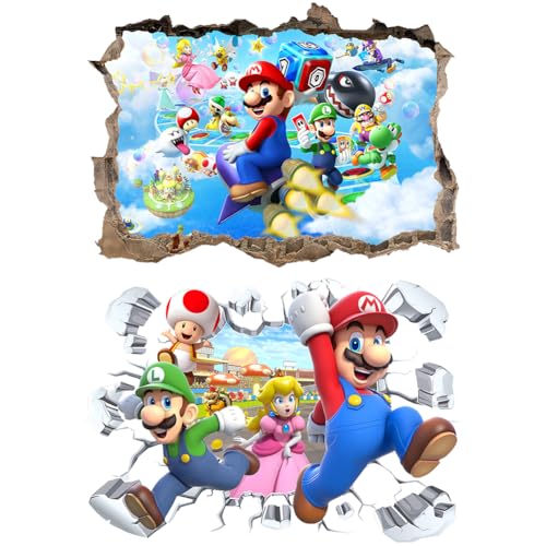 Cartoon Wandaufkleber Kinderzimmer, 2 Stück 3D Bros Wandstikcer, Cartoon Niedlicher Selbstklebend Poster, Wandsticker für Kinderzimmer, Wohnzimmer, Heimdekoration, 60 x 40 cm Cartoon Wandaufkleber Kinderzimmer, 2 Stück 3D Bros Wandstikcer, Cartoon Niedlicher Selbstklebend Poster, Wandsticker für Kinderzimmer, Wohnzimmer, Heimdekoration, 60 x 40 cm von YCVBCY