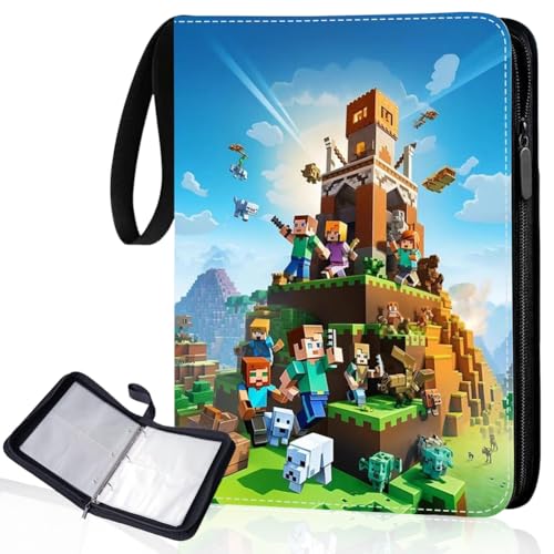 Miner 4 Album Heft Ordner Buch Taschen,Ordner für Cartoons Karten mit 400 Taschen Sammelkartenbinder,Taschen Kartenhalter Album,Kompatibel mit diversen ideal zum Aufbewahren von Heften für Karten-A von YCVBCY