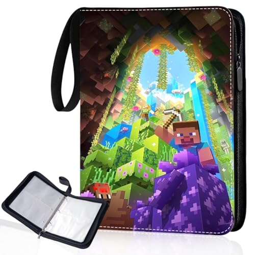 Miner 4 Album Heft Ordner Buch Taschen,Ordner für Cartoons Karten mit 400 Taschen Sammelkartenbinder,Taschen Kartenhalter Album,Kompatibel mit diversen ideal zum Aufbewahren von Heften für Karten-B von YCVBCY