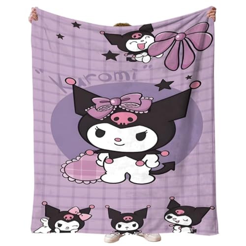 YCVBCY Kuromi Kinder Decke, Süßes Kawaii Thema Kinder Decke für Jungen Mädchen Spiele zum Thema Cartoons, Dekor Decke Bedruckt Weiche Plüschdecke 100x150CM von YCVBCY