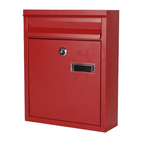 YCWJPPL Briefkasten zur Wandmontage für Draußen, Kleiner Abschließbarer Postkasten, Moderner Briefkästen mit Schloss, Verzinktem Stahl aus Metall, 24 x 8 x 30 cm(Red) von YCWJPPL