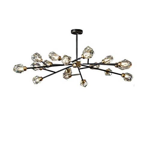 YCWZKJ Kronleuchter Licht Luxus Ganzkupfer Kristallleuchter Villa Wohnzimmerlampe - Kunstleuchter - Netzrote Schlafzimmerflurlampe (Größe: Schwarz + Gold - 18 Köpfe) (Schwarz + Gold), Kri von YCWZKJ