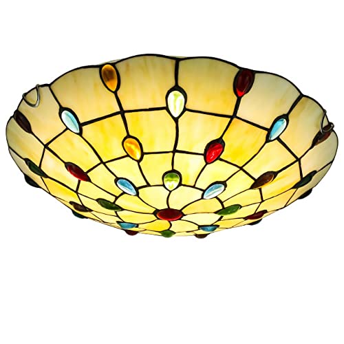YCWZKJ Kronleuchter Unterputz, Vintage Buntglas LED Deckenlampe, Kristallperlen Dekoration Kronleuchter Pendelleuchte Hängelampe für Schlafzimmer Wohnzimmer Flur Badezimmer Küche,3 von YCWZKJ