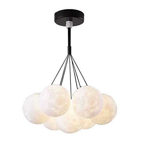 YCWZKJ Verstellbare Bubble-Kronleuchter-Beleuchtung, Pendelleuchte, Mond-Kronleuchter, Elegante Mond-Hängelampe für Esszimmer, Kinderzimmer,Schwarz,7 Lichter von YCWZKJ