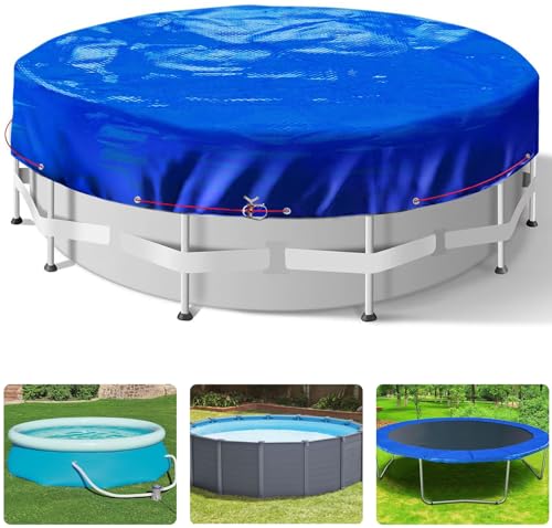 2-in-1 Winter- und Sommer-Poolabdeckung rund für Pools Ø 320-366 cm, UV-beständige Solar Pool Abdeckplane aus 200g/m² PE Material, Passend für Ø 366 cm Pools, Gesamtgröße Ø420cm von YCXXKJ